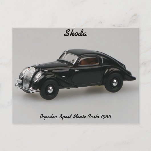 Skoda Popular Sport Monte Carlo 1935 Postkarte (Vorderseite)