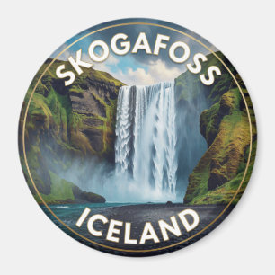 Skogafoss Island Mächtiger Wasserfall Landschaft Magnet