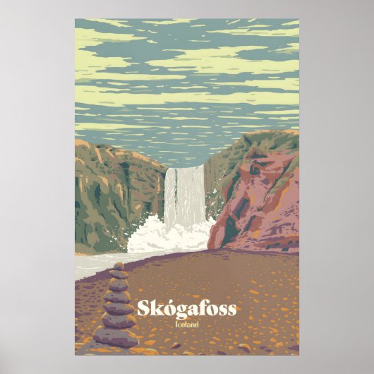 Skógafoss Island Reiseplakat Poster (Vorne)