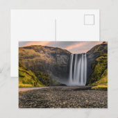 Skogafoss Wasserfall am Morgen Sonnenaufgang Postkarte (Vorne/Hinten)