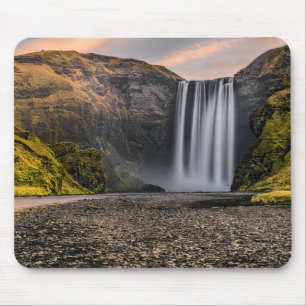 Skogafoss Wasserfall-morgens Sonnenaufgang Mousepad