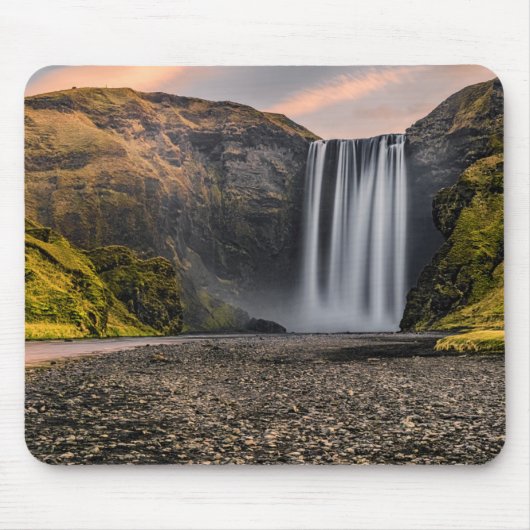 Skogafoss Wasserfall-morgens Sonnenaufgang Mousepad (Vorne)