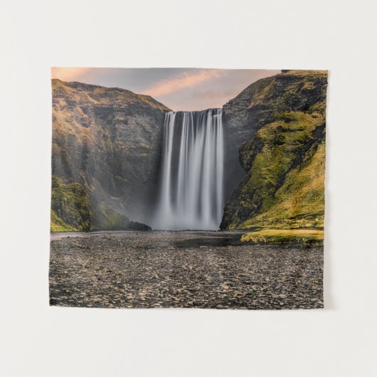 Skogafoss Wasserfall-morgens Sonnenaufgang Wandteppich (Vorderseite (Horizontal))