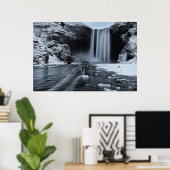 SKÓGAFOSS WATERFALL, ISLAND - SCHWARZ & WEISS POSTER (Heimbüro)