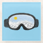 Skoggles Bergansicht Illustration Licht blau Glasuntersetzer (Vorderseite)