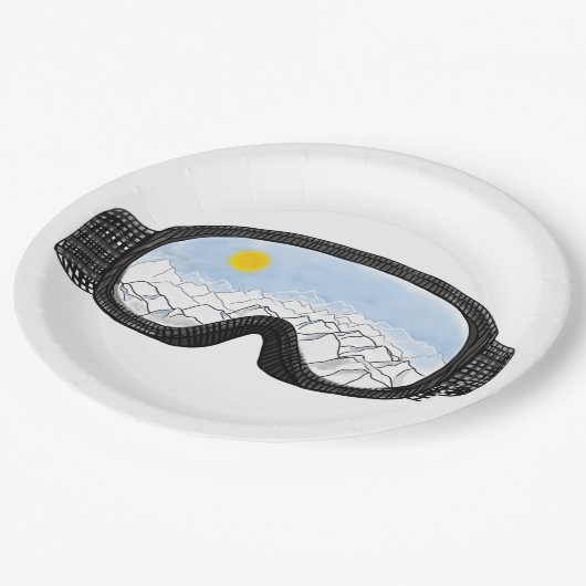 Skoggles Bergansicht Illustration Pappteller (Schrägansicht)