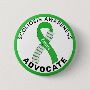 Skoliose Awareness Advocatus Ribbon White Button