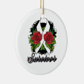 Skoliose Survivor Rose Grunge Tattoo Keramik Ornament (Rechts)