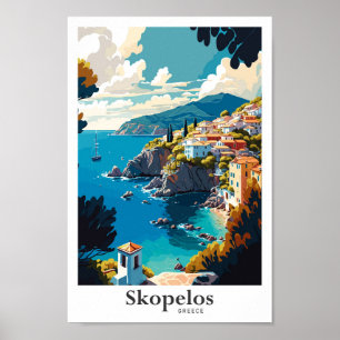 Skopelos Griechenland Reisen Kunst Vintage Illustr Poster