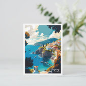 Skopelos Griechenland Vintage-Illustration Postkarte (Stehend Vorderseite)