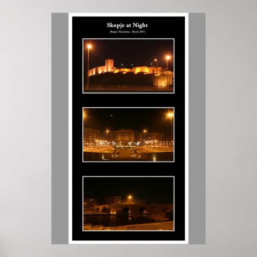 Skopje in der Nacht Poster (Vorne)