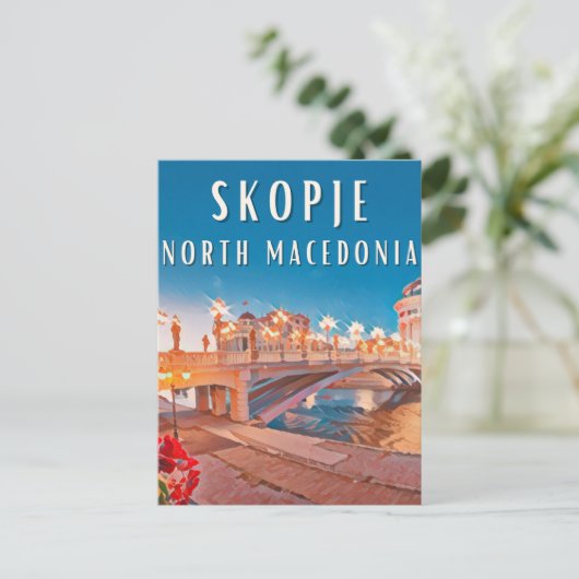 Skopje Postkarte (Stehend Vorderseite)