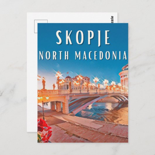 Skopje Postkarte (Vorne/Hinten)