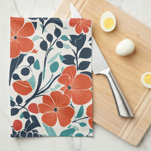 Skorbut und Schwarz Moderne Blumen Geschirrtuch (Viertel Falte)