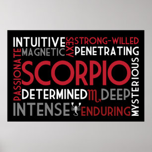 Skorpio Astrologie Word Collage Print Poster