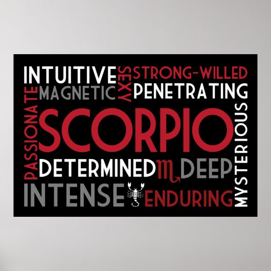Skorpio Astrologie Word Collage Print Poster (Vorne)