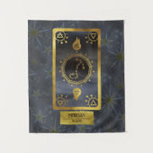 Skorpio Dark Zodiac Astrologie: Schwarzer Goldname Wandteppich (Vorderseite)