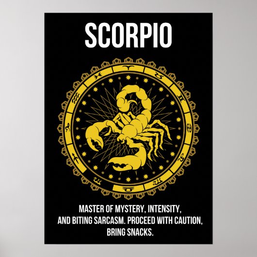 Skorpio - Horoskop, Funny Zodiac - Zeichen Spaß Poster (Vorne)