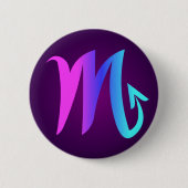 Skorpio Horoskop Schildkröten Blaues Aqua Lila Button (Vorderseite)