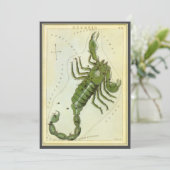 Skorpio, Vintager Sternbild Urania-Spiegel Einladung (Stehend Vorderseite)