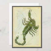 Skorpio, Vintager Sternbild Urania-Spiegel Einladung (Vorne/Hinten)