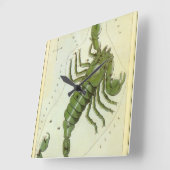 Skorpio, Vintager Sternbild Urania-Spiegel Quadratische Wanduhr (Winkel)