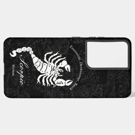 Skorpio Zodiac Astrologie Signieren Schwarzer Indi Samsung Galaxy Hülle (Linke Seite)