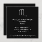 Skorpio. Zodiac Astrologie-Zeichen.Schwarz. Einladung (Vorne/Hinten)