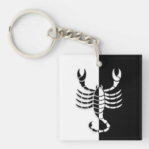 Skorpio Zodiac Zeichen, Schwarz & Weiß Schlüssel Schlüsselanhänger