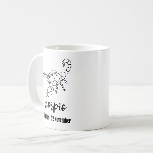 Skorpio, Zodiaka-Zeichen Kaffeetasse (Vorderseite Links)