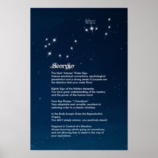 Skorpiocharakteristikplakat Poster (Vorne)