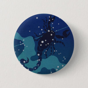 Skorpiokonstellation, Vintage Zodiakastastrologie Button