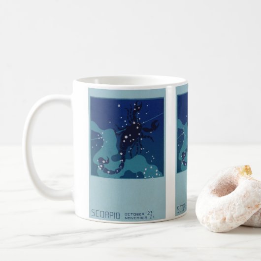 Skorpiokonstellation, Vintage Zodiakastastrologie Kaffeetasse (Mit Donut)