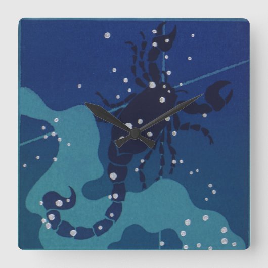 Skorpiokonstellation, Vintage Zodiakastastrologie Quadratische Wanduhr (Vorderseite)