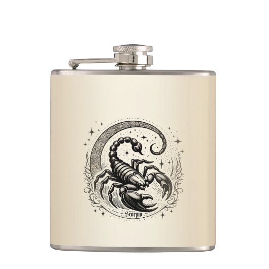 Skorpion Crescent Moon Astrologie Zodiac Scorpio Flachmann (Vorderseite)