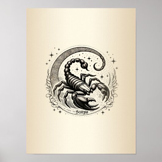 Skorpion Crescent Moon Astrologie Zodiac Scorpio Poster (Vorne)