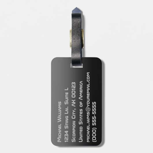 Skorpion - das Skorpions-Tierkreis-Symbol Gepäckanhänger (Rückseite vertikal)