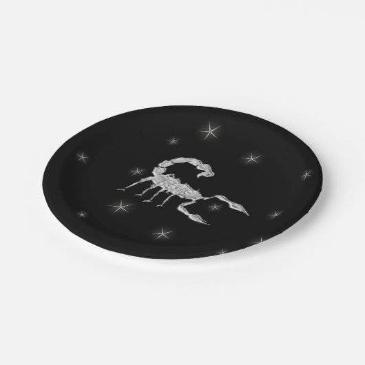 Skorpion Design Black Pappteller (Schrägansicht)