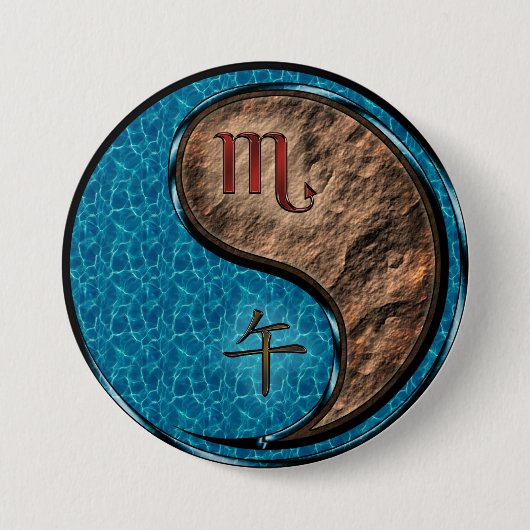 Skorpion & Erde Pferd Button (Vorderseite)