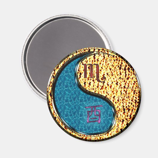 Skorpion & Feuer Hahn Magnet (Vorderseite/Rückseite)