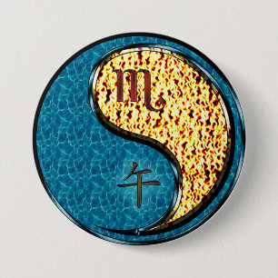 Skorpion & Feuerpferd Button