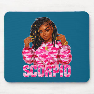 Skorpion-Königin gelockte schwarze Frau Kunstwerk Mousepad