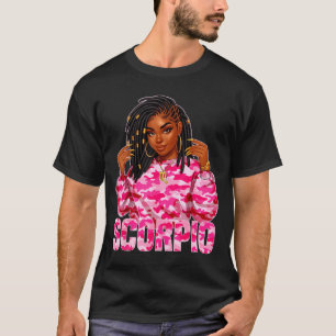 Skorpion Königin Loc'd Schwarze Frau Grafik Kunst T-Shirt
