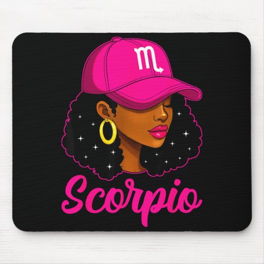 Skorpion Mädchen Rosa Mütze Sternzeichen Geburtsta Mousepad (Vorne)