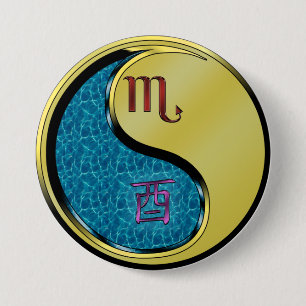 Skorpion & Metallener Hahn Button