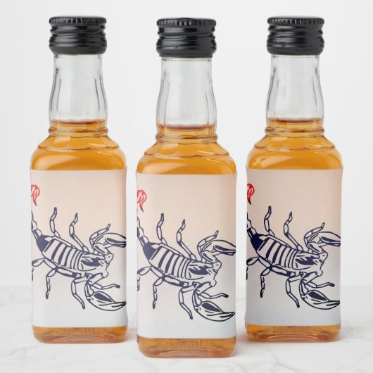 Skorpion mit rotem Stachel Alkoholflaschenetikett (Flaschen)