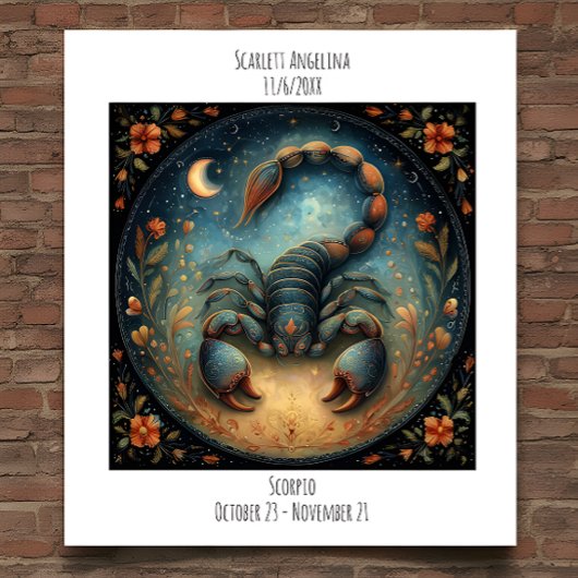 Skorpion Sternzeichen Astrologie Name & Geburtstag Poster