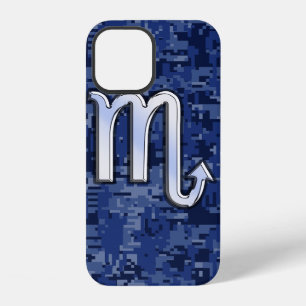 Skorpion-Sternzeichen auf Marineblau-Camo iPhone Hülle
