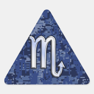Skorpion-Sternzeichen auf Navy-Blue-Tarnung-Dekor Dreieckiger Aufkleber
