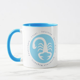 Skorpion-Sternzeichen Blau und Weiß Tasse